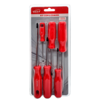 KIT CHAVE FENDA FENDA CRUZADA PONTA IMANTADA JOGO 6 PCS
